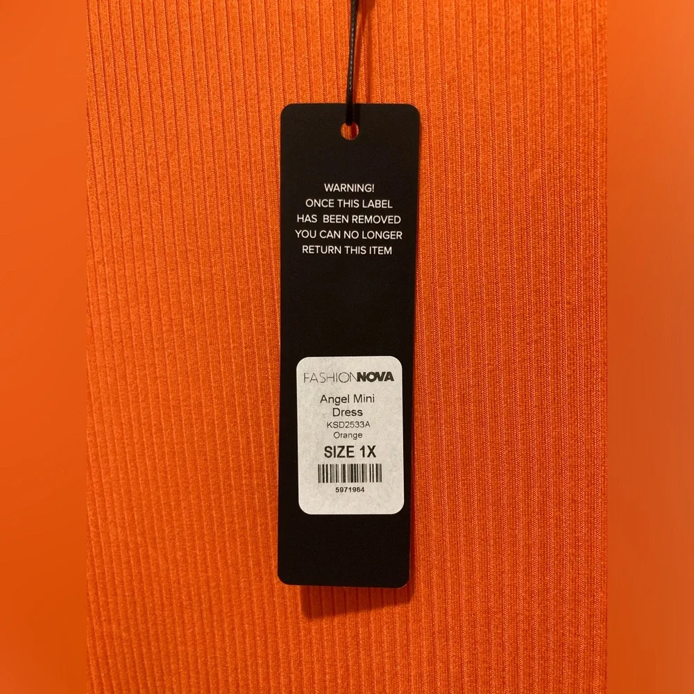 Orange NWT Long Sleeve Bodycon Dress - Picture 6 of 6